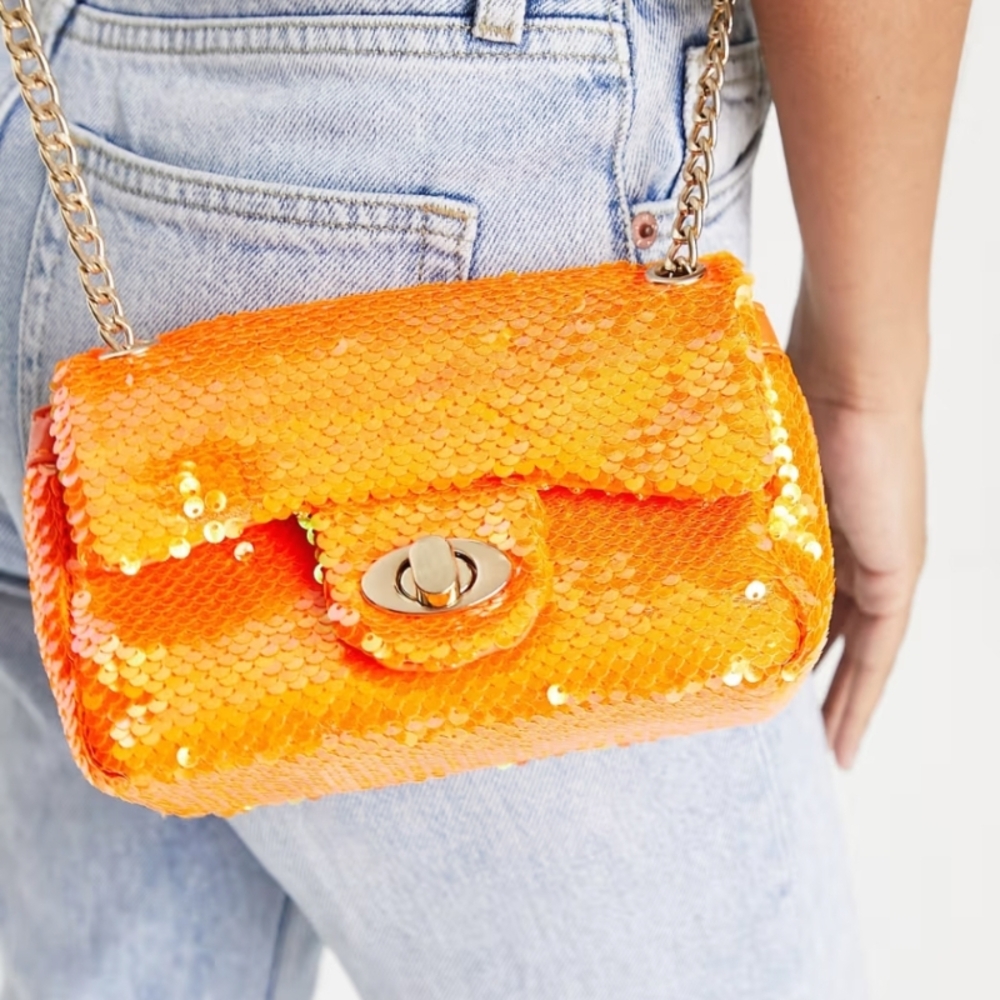 Orange Chain Strap Women's Bag